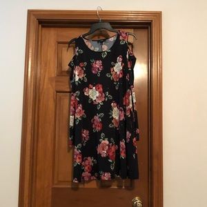 Floral cold shoulder dress